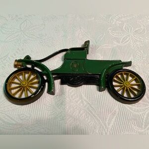 Vintage Green and Gold Decorative Car Figurine